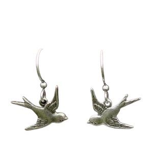 Silver Swallow Bird Earrings